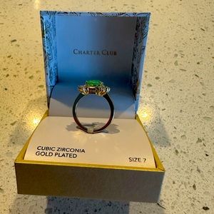 NWT Charter Club Gold Plated Ring with a Stone, size 7 in a gift box